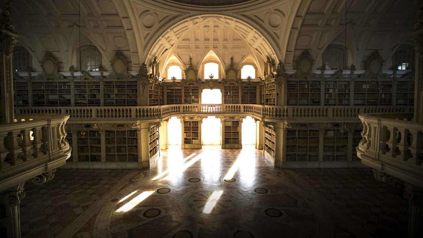 In der prächtigen Palastbibliothek in Portugal leben Fledermäuse. Pressefoto: LightandShadow